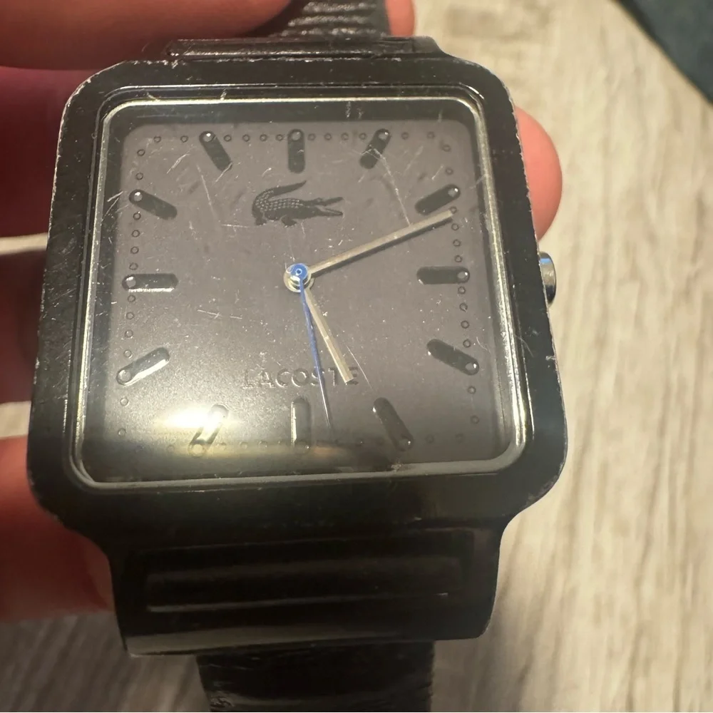 Lacoste LG 56.4.22.2304 Watch With Leather Band Square Face RARE Needs Battery